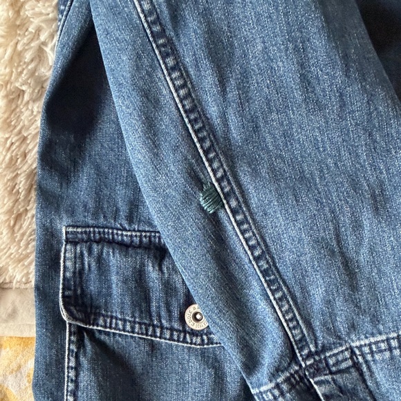 Eddie Bauer Denim Jacket with Embroidered Needlepoint of Springtime Scene - Picture 7 of 9